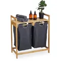 Relaxdays Wäschekorb, Mehrfarbig, Holz, Textil, 64x73x33 cm, Ordnen & Aufbewahren, Wäschekörbe & Tonnen