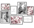 Hyggelig Home Premium Poster Set - 7 hochwertige Bilder - Frühling rosa Blumen aesthetic Spring Deko für Flur Wohnzimmer Schlafzimmer - ohne Rahmen
