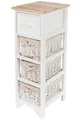 Spetebo Vintage Holz Kommode weiß mit 3 Rattan Körben - 62 x 32 cm - Standregal mit Schublade im Landhaus Stil - Badezimmer Wohnzimmer Regal