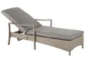 Rattanliege Gartenliege Sonnenliege Verstellbar Taupe mit Auflage Grau Vasto