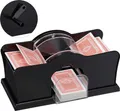 Relaxdays Kartenmischmaschine, 2 Decks, mit Kurbel, manuelles Mischgerät für Spielkarten bis 91 mm, Kunststoff, schwarz