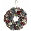 Böttcher-AG Weihnachtskranz ZX6084910, Türkranz, Ø 30 cm, Tannenzweige aus Kunststoff, mit 15 LEDs, batteriebetrieben