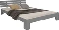 Homestyle4u Doppelbett Holzbett 160x200 mit Lattenrost Bett Bettgestell Grau Kiefer Holz