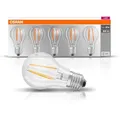 OSRAM LED-Lampe Base Classic A Filament, E27, 7W ersetzt 60W, neutralweiß, 5 Stück
