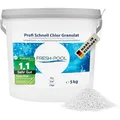 Fresh-Pool Profi Schnell Chlor Granulat, 56% Aktivchlor, 5 kg incl. Dosierbecher - Pool Chlor Granulat | Clorgranulatpool 5kg | Chlorgranulat für Pool | Chlor Pool | Clorgranulatpool