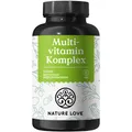 NATURE LOVE® Multivitamin Komplex – 180 Kapseln – Vit A-Z & Mineralstoffe – Grünteeextrakt