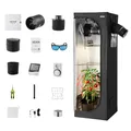 VEVOR Growzelt, 60x60x180 cm, Indoor-Pflanzenzelt mit Vollspektrum-LED-Zuchtlicht & Belüftungssystem, Growbox 600D hochreflektierendes Mylar, Zuchtzelte, Gewächshaus für Blumen & Gemüse