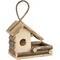 Relaxdays Vogelhaus Zum Aufhängen, Klassisches Vogelhäuschen Aus Holz, Handgemachte Vogelvilla Zur Dekoration, Natur