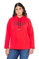 Ulla Popken Damen große Größen Übergrößen Plus Size Hoodie, True, Kapuze, Kordel, Taschen, Langarm neon rot 50+ 835805520-50+