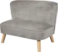 Kindersofa ROBA "Lil Sofa", grau (silbergrau), Sofas, Kinder, B/H/T: 70cm x 50cm x 48cm, Samt, Kindersofa, mit Holzfüßen, B:70cm H:50cm T:48cm