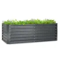 Blumfeldt Hochbeet, Großes Kräuterbeet Einfacher Aufbau, Hochbeet Garten & Balkon, Freistehendes Gemüsebeet Für Blumen, Obst & Gemüse, Hochbeet Aus Metall, Gartenbeet 180 X 60 X 90 Cm, Hochbeet Grau