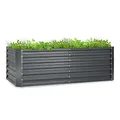 blumfeldt Hochbeet - Großes Kräuterbeet mit Einfachem Aufbau für Garten & Balkon, Freistehendes Gemüsebeet für Blumen, Obst & Gemüse aus Metall, Gartenbeet 180 x 60 x 90 cm, Grau