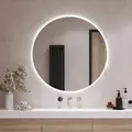 Rundspiegel LED Spiegel Badezimmerspiegel mit Beleuchtung Lichtspiegel – Rund Ø100 cm - (Kaltweiß 6500K) - Weiß