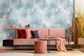 Vlies Fototapete tropische Schirmpalmen Blätter blau beige weiß 159cmx280cm