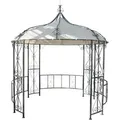 Pergola Cabrera, Rundpavillon Garten Pavillon, Stabiles Stahl-gestell, Ø 3m Creme
