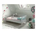 Faizee Möbel Kinderbett Juniorbett 70x140cm, Umrandung mit Sprossen, Kiefer massiv Weiß/Grau