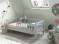 Juniorbett mit Umrandung- 70 x 140 Kinderbett Einzelbett Gitter-Grau