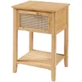 [en.casa] Nachtschrank, Natur, Holz, Bambus, 40x60x35 cm, Schlafzimmer, Nachttische