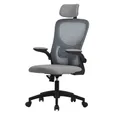 ML-DESIGN Bürostuhl Schreibtischstuhl ergonomisch mit verstellbarer Kopfstütze, Armlehnen, Drehstuhl mit Rollen Grau Computerstuhl Chefsessel Gaming-Stuhl