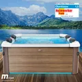 BRAST Whirlpool MSpa Oslo Amber mit Fester Außenwand | LED-Beleuchtung in 20 Farben für 6 Personen | 160x160x65cm | 120 Massagedüsen | Ganzjähriger Einsatz Winterfest | In & Outdoor Pool