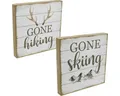 Posiwio Weihnachtsmann Vintage Wanddeko Holz Schilder mit Sprüchen 20x20cm Set, 2 Stück