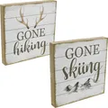 Vintage Wanddeko Holz Schilder mit Sprüchen 20x20cm Set Türdeko Shabby Chic, 2
