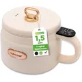 NutriChef 1,6 QT Tragbarer Elektrischer Reiskocher & Lunch Maker, Multifunktional & Antihaft-Keramikbeschichtung, Weiß