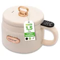 NutriChef 1,6 QT Tragbarer Elektrischer Reiskocher & Lunch Maker | Multifunktional & Antihaft-Keramikbeschichtung | Digitales Bedienfeld | 6 Kochfunktionen: Reis, Suppe, Eintopf, Brei & mehr | Weiß