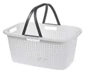 Wäschekorb aus Kunststoff 60 x 39 cm - weiß - Tragekorb mit klappbaren Griffen - Wäschebox Wäschesammler Wäschewanne Einkaufskorb