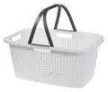 XL Wäschekorb 45 Liter weiß - 60x39 cm - Wäsche Sammler Trage Einkaufs Korb groß