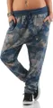 130 Damen Jogginghose Hose Sweatpants Baumwolle Freizeithose Boyfriend Baggy Haremshose Einheitsgröße (36-40) Blumen Muster Print, Dunkelblau