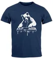 Neverless® Herren T-Shirt mit Aufdruck Panda DJ Techno Rave Festival Outfit Sommer Fashion Streetstyle Navy L