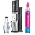 Sodastream Wassersprudler Crystal 3.0, schwarz, mit 1 Glasflasche und 1 Zylinder
