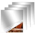 QWORK® 4 Stück 20x20cm Selbstklebender Spiegel, HD Acrylic Spiegelblätter 2mm Dick, für Schlafzimmer, Badezimmer