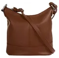 Cluty Umhängetasche Echt Leder Damen Made in Italy, Handtasche, Schultertasche, Crossbody Bag aus Leder braun 021217