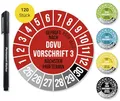 Frank Paperman® 120x DGVU V3 Prüfplaketten rot 30 mm Durchmesser inkl. Folienstift, Prüfplaketten Nächster Prüftermin, UV-beständig, Hohe Klebkraft, 5 Farben, 2 Größen