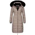 Navahoo Damen Winterjacke Umay – Lange Steppjacke mit Abnehmbarer Kapuze & Kunstfell