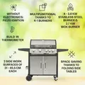 Klarstein Tomahawk Gasgrill 4x3,6 kW + 2,7 kW Brenner 66x43,5 cm Grill Edelstahl Silber