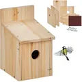 Nistkasten Bausatz Für Vögel, 35 Mm Einflugloch, Hbt: 23 X 14 X 18 Cm, Vogelhaus Zum Selber Bauen, Holz, Natur - Relaxdays