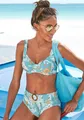 Bügel-Bikini-Top "Suva", mit breiten Trägern, Gr. 38 - Cup F, aquablau-bedruckt Cup F