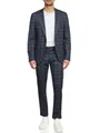 JEFF Herren JFLeo Set Anzug 2-teilig Sakko Hose Bundle | elastischer Herrenanzug Regular Fit für Männer Navy Check, 46
