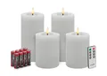 LC Home Candela Lights LED Kerzen Set Flammenlos Echtwachs inklusive Fernbedienung & Batterien Dimmbar Flammenfunktion (Winter Weiß, 4er Set)