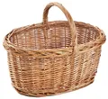 Kobolo Einkaufskorb LISA, oval, aus gekochter Weide, 45x30x33 cm, braun, handgeflochtener Henkelkorb für Einkauf, Picknick, Markt & stilvolle Aufbewahrung