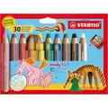 Stabilo Buntstifte woody 3 in 1 Geburtstagsedition, 880/10-3, Multitalent-Stifte, inkl. Spitzer, 10 Stück