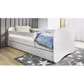 Kinderbett 180x80 mit Matratze, Rausfallschutz, Lattenrost & Schublade in weiß 80 x 180 Mädchen Jungen Bett Skandi - Weiß