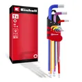 Original Einhell Innensechskantschlüssel-Set 9-tlg. (S2-Stahl, Kugelkopf, doppelte Kopfform, Schlüsselgrößen 1.5-10 mm, Klapphalter, vielseitig einsetzbar)