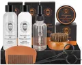 BRUBAKER Bartstyling-Set Bartpflege Geschenk Set für Männer, Herren Wasch- und Pflegeset, 7-tlg., für das Peeling, zum Waschen, Cremen, Ölen, Schneiden und Kämmen, Bartset Bartpflegeset Geschenk für Papa, Vatertagsgeschenk
