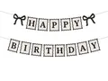 partydeco Girlande, Happy Birthday Girlande 100cm Banner Creme / Schwarz