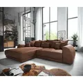 DELIFE Eckcouch Violetta 300 x 220 cm Mikrofaser Braun Recamiere variabel - Braun