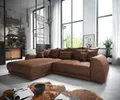 DELIFE Ecksofa Violetta, Lederimitat Braun 300 x 220 cm Recamiere variabel